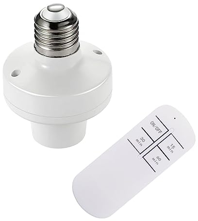 Wireless Remote Control Light Lamp E27 Screw Bulb Base Lamp Holder Cap Socket Smart Remote Control Urt781 (White, One Size)
