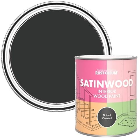 Rust-Oleum Black Satinwood Interior Wood Paint - Natural Charcoal (Black) 750ml