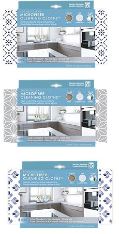 Sophisti-clean Microfiber Cleaning Cloths, Attract Dust Like a Magnet, Print Pattern Duster Cloths, Pack of 10