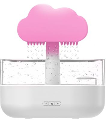 MIFXIN Regenwolken-Luftbefeuchter, Wasserfall-Lampe mit 7 Farben, Nachtlicht, 500 ml, weiße Wolke, Regen-Luftbefeuchter, Mikro-Diffusor, Regengeräusche, Aromatherapie-Diffusor zum Schlafen,, DQ710