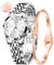 OLEVS Damenuhr Silber Diamant Analog Quarz Uhren Damen Edelstahl Wasserdicht Leuchtend Modisch Elegantes Kleid Armbanduhr Armreif Geschenk Set
