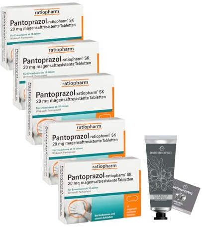 Pantoprazol ratiopharm 5 x 14 Tabletten - Set für Sammelbestellung oder zur Vorratshaltung - inkl. einer Handcreme ODER Handseife von Apotheken-Express