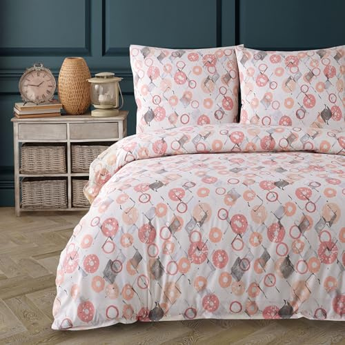 Buymax® Bettwäsche 200x200 80% Baumwolle, 20% Polyester 3-Teilig Bettbezug - Bettwäsche Set 200 x 200cm mit 2 mal Kissenbezüge 80x80cm, ÖKO-TEX Baumwollmischung-Bettdeckenbezug mit Reißverschluss