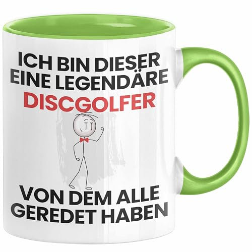 Discgolfer Geschenk Tasse Lustige Geschenkidee Geburtstag für Discgolfer Ich Bin Dieser Legendäre Discgolfer Von Dem Alle Geredet Haben Kaffee-Becher (Grün)