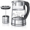 Arendo - Bouilloire électrique en verre avec réglage de la température et passoire à thé théière - Températures réglables 40 70 80 100 degrés - capacité de 1,7 litres - Arrêt automatique