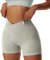 Coswind Sport Leggings Damen Kurze Booty Scrunch Gym Shorts Yoga V Cross Push Up Radlerhose Sexy Blickdicht Grau Grün L