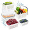 LYLIDIA 4 Stück Obst Gemüse Aufbewahrung Kühlschrank mit Deckel Beere Kühlschrank Vorratsdosen mit Ablaufkörben Meal Prep Boxen Gefrierboxen Container 4.15L/3.15L/1.7L/0.8L