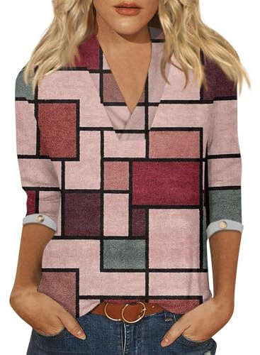 SCBFDI Maglioncino Cotone Donna Maglietta Donna Manica 3/4 T Shirt Raglan Donna Blusa Donna Cotone Completo Cerimonia Donna Curvy Camice Donna Estive Eleganti Bluse Donna Eleganti Viola XL