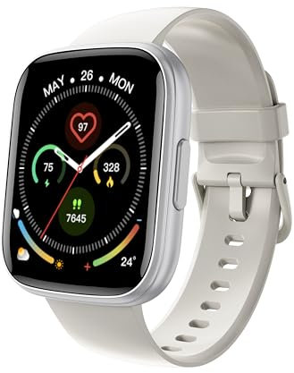 Reloj Inteligente Hombre Mujer, 1.95 Smartwatch con Llamadas Bluetooth, Pulsómetro Monitor de Sueño Podómetro, 110+Modos Smart Watch Deportivo Hombre, Pulsera Actividad Impermeable IP68, Blanco