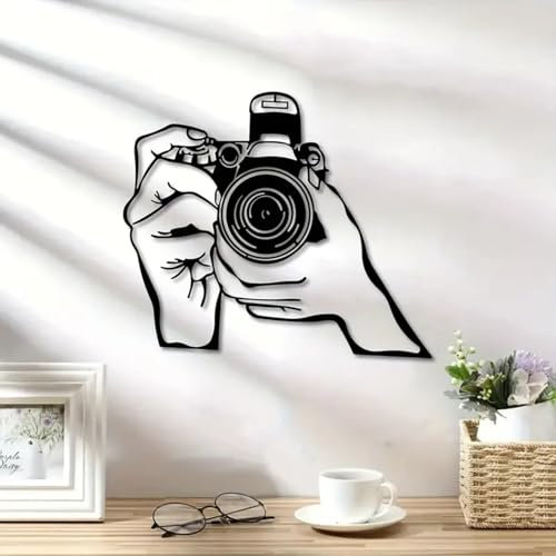 YEAHH Mange Disques en Métal, Appareil Photo, Décoration Murale, Art Mural, Sport (Black, 30x25.89x4)