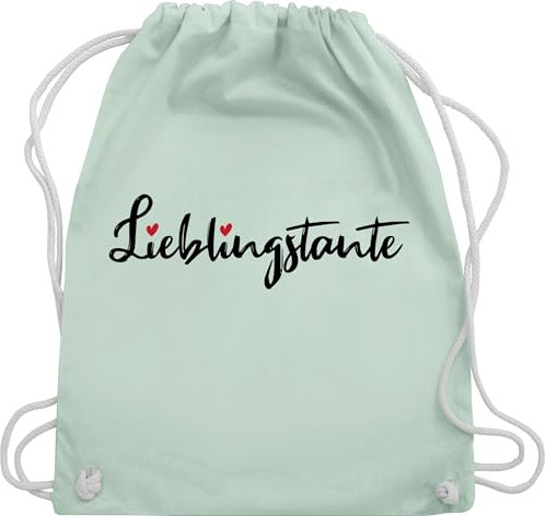 Turnbeutel Rucksack - Tante - Taschen - Lieblingstante Schriftzug schwarz - Unisize - Pastell Grün - aunt tasche tante. tantes auntie aunts teyze geschenk für die beste tante￼ fuer sprüche von