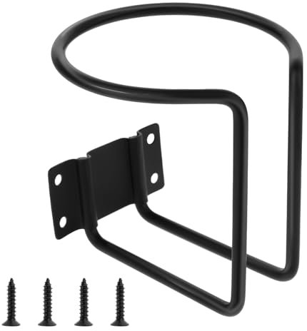 Ptwola Portavasos de acero inoxidable, revestimiento negro, universal, montado en la pared, con tornillos a juego, para barco, tractor, cortacésped, camión, coche, caravana, remolque, yate, columpio