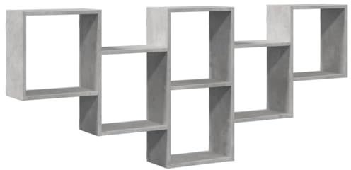 vidaXL Wandregal, Schweberegal mit Stauraum, Bücherregal Hängeregal für Wohnzimmer Küche Büro Schlafzimmer, Dekorativ Regal Wandboard, Betongrau Holzwerkstoff