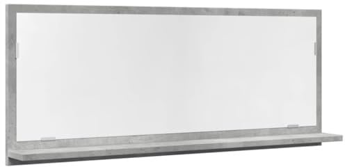 vidaXL Badspiegel, Wandspiegel mit Ablage, Spiegel Wandmontage für Badezimmer, Hängespiegel Badezimmerspiegel, Betongrau Holzwerkstoff