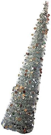 PRETYZOOM Elegante Albero Di Natale Telescopico Da 150 Cm in Plastica Pieghevole Per Decorazioni Per Feste in Casa