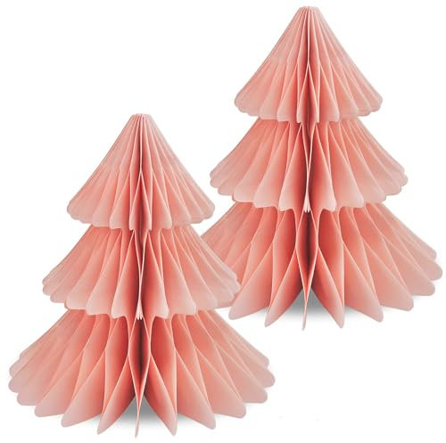 Frau WUNDERVoll® Papierbaum matt rosa Magnetverschluss 2er Set Ø19cm H20cm / Tannenbaum Weihnachtsbaum Weihnachten Dekoration Tischdeko Weihnachtsdeko Weihnachtsdekoration Fenster-Deko