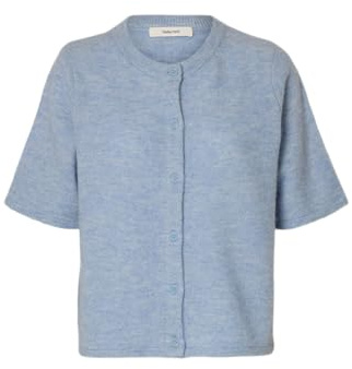 SELECTED FEMME Damen-Strickjacke - Edler Cardigan mit Knopfleiste und halblangen Ärmeln, Farben:Hellblau, Größe:XS