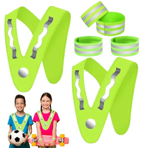 RCYHCY 2 Stück Warnweste Kinder, Kinderwarnweste, Sicherheitsweste, Reflektorweste für Kinder, Reflektierende Warnweste Stark Sichtbar Sichtbarkeit für für Sport, Laufen, Fahrrad, Schule, Auto