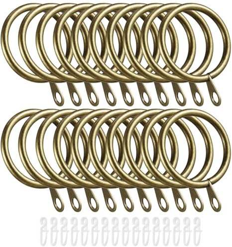 Roxanex 45 Stück Metall Vorhangringe und Haken Innendurchmesser 30mm Leise Ringe für Gardinenstangen Duschvorhänge Vorhänge Vorhänge Vorhänge Antik Messing