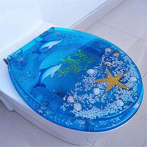 XCHSXYL WC-Sitz, Absenkautomatik, WC-Deckel aus Harnstoff-Formaldehydharz, Schnellverschluss aus Metall, Universal V-, U-, O-Form, WC-Sitz-Transparente gelbe Ente