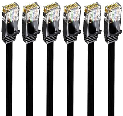 6 Pack CAT 6 Ethernet Cable 1m High-Speed Gigabit Network Cable Gigabit Internet LAN Patch Leads 10Gbps RJ45 LAN Patch Cord for Router Modem Smart TV PC Laptop for PS5/PS4 Switch Printer WiFi Extender