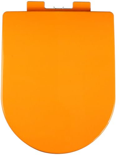 Dazzluxe Sièges De Toilette Universels en Forme De D, Abattant WC Silencieux sans Claquement avec Couvercle De Toilette À Fermeture Lente, Facile À Assembler, Siège De Toilette en PP Coloré,Orange