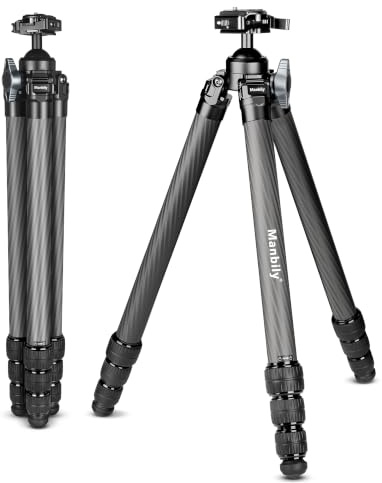 Manbily TS-364PA Carbon Fibre Tripod for Camera, Shooting, 36mm Tube, with Picatinny to Arca Swiss Adapter, Integrated 360° Ball Head, Outdoor