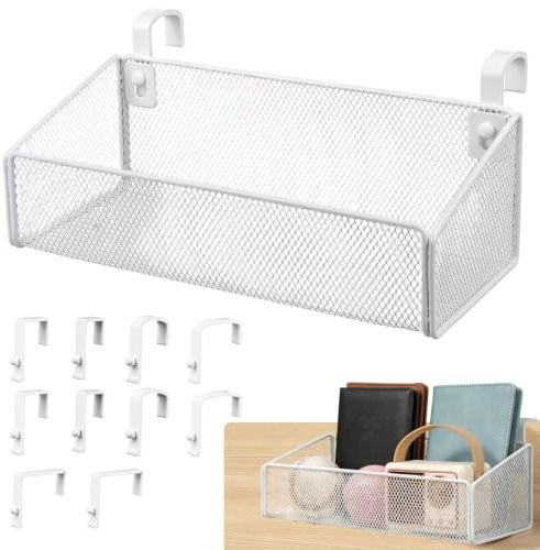 PRETYZOOM Cesta Colgante Cama Organizador Junto a La Cama De Metal con 10 Ganchos Estante Colgante para Literas Dormitorio Y Oficina Sin Taladro 10.62 X 4.72 X 3.54 in