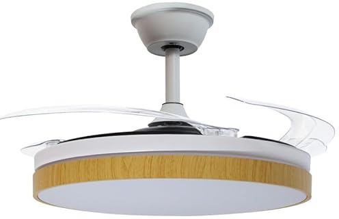 DRW Aeolus Deckenventilator mit Licht und 3 einziehbaren Flügeln aus Metall und Acryl in Weiß und Natur, 53 x 106 x 106 cm