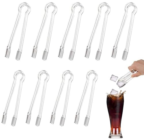 iLulala 10 piccole pinze da portata in plastica per antipasti, pinze in plastica usa e getta, piccoli utensili da cucina trasparenti per servire per feste, buffet, antipasti, insalate, catering