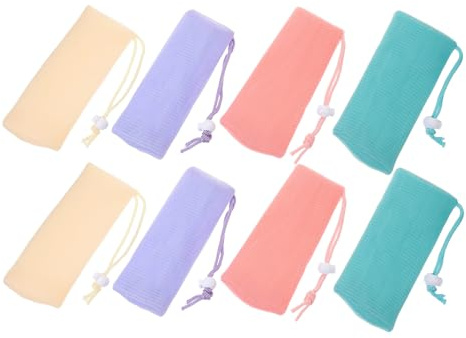 IWOWHERO 8 Stück Teiliges Seifensäckchen mit Zugband Atmungsaktive Netz seifentaschen für Feste Seife als Bar Shampoo Halter und Seifenbeutel für Dusche Leicht Kompakt Vielseitig für Bad