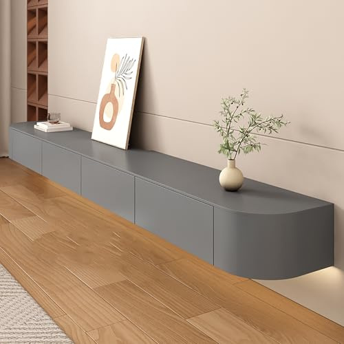 Generico Mobile TV sospeso a Parete con cassetti per Soggiorno, Mobile TV Basso in Legno Scuro da 160 cm