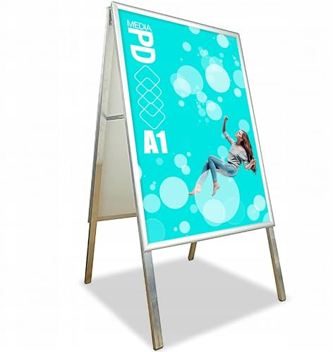 PDmedia Aufsteller Kundenstopper - A1 - Beidseitig - Aluminium - UV Schutzfolie - Silber