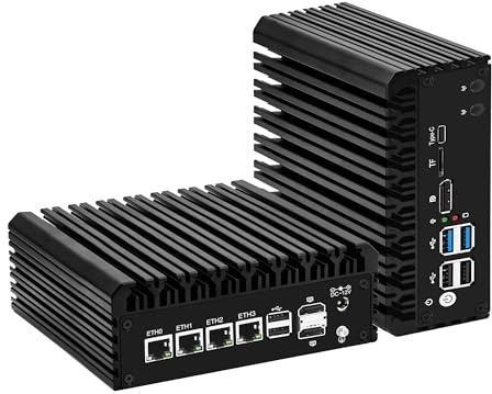 CWWK N100 Mini PC Firewall, 4 x 2.5GbE LAN, Fanless Mini Computer, OPNsense Micro Appliance Hardware, DDR5 Barebone NO RAM or SSD, 2 x M.2, USB-C, 2-SATA, TF, 2HD, DP, AES-NI
