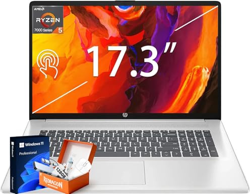 HP 17.3 Inch Touchscreen Laptop, AMD Ryzen 5 7430U, 16 GB RAM, 1 TB SSD, 17.3 HD+ Anti-Glare, Wi-Fi 6, Copilot AI, 128 GB USB Flash Drive, Fast Charge, Windows11 Pro, W/Accessories