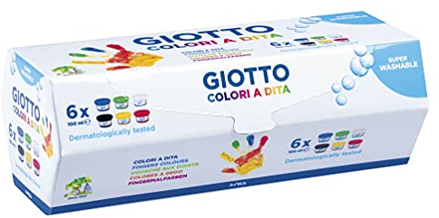 GIOTTO Gouache aux doigts - Set 6 pots 100 ml assortis