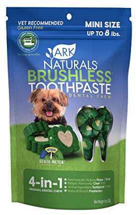 Ark Naturals Brushless Toothpaste, Dog Dental Chews for Mini Breeds, Vet Recommended for Plaque, Bacteria & Tartar Control, 1 Pack