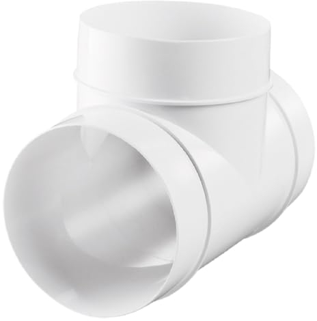 VENTS Ø 125 mm - Adaptateur en T pour tubes ronds - Connecteur en PVC pour systèmes de ventilation - Raccord à 3 voies pour l'air d'alimentation et d'évacuation - Blanc