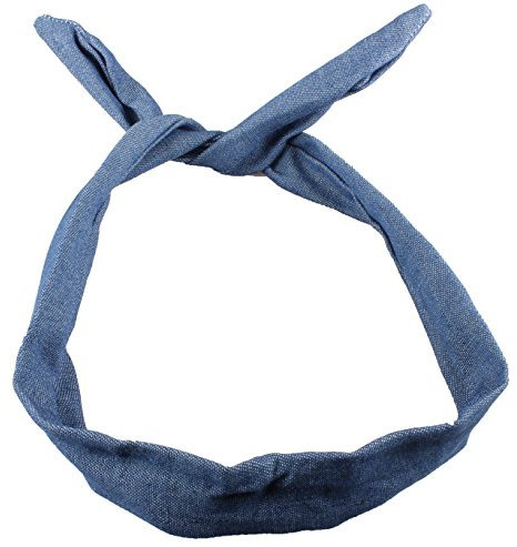 Wire Headband Retro Wired Head Scarf Rockabilly Wire Hair Band Head Wrap Vintage[Blue Denim]
