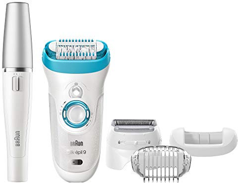 Braun Silk-épil 9 9-558 Épilateur Électrique Wet & Dry; 5 Accessoires Incluant un Épilateur Visage; Rasoir Électrique Femme; Tondeuse Bikini