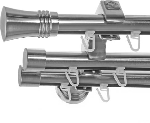 BASIT Gardinenstange Innenlauf Edelstahllook 20mm 3-läufig Wand 400cm H60