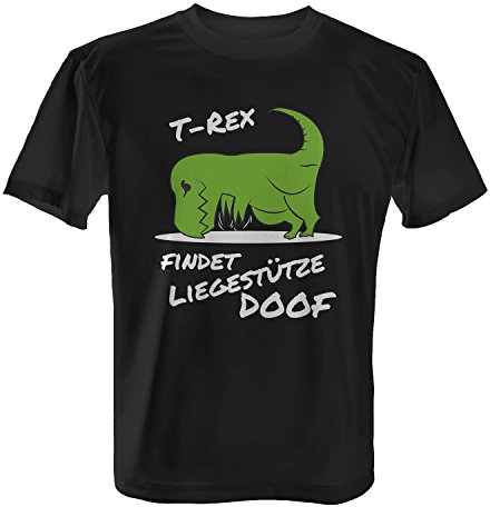 Fashionalarm T-Rex findet Liegestütze doof - Herren T-Shirt Fun Shirt T Rex Dino Dinosaurier Saurier Sport Fitness Studio Kraft Training Lustig Ironie Spaß, Farbe:schwarz;Größe:5XL