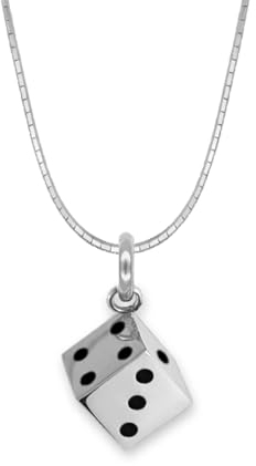 Soul-Cats 925er Sterling-Silber Würfel-Anhänger Halskette - Zeitlose Eleganz mit zartem Silberkettchen gestempelt Glückswürfel