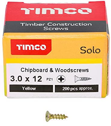 TIMCO PZ1 CSK ZYP Solo Woodscrew - 3.0 x 12 - Gold - Box of 200
