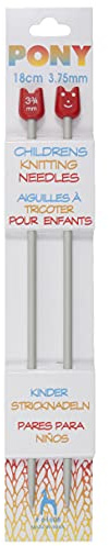 Pony Single Ended - Knitting Needles for Children, Multicolour, Aluminum, 18 cm x 3.75 mm