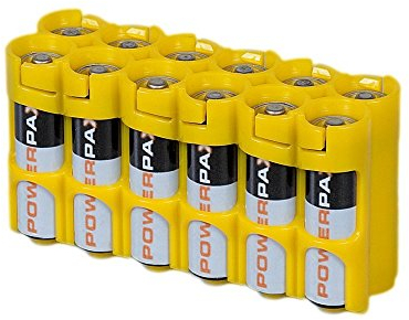 Powerpax 12 AA Battery Caddy - Caution Yellow
