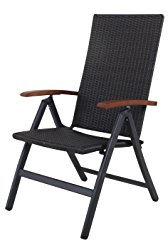 Ambientehome 50004 Aluminium Klappstuhl Klappsessel Hochlehner Campingstuhl Polyrattan braun