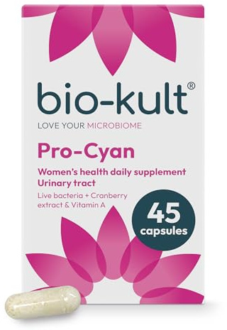 Bio-Kult Pro-Cyan – 2 Live Bacterial Strains with Cranberry Extract (36mg PACs) & Vitamin A | Urinary Tract & Immune Support | Probiotic Supplement | Suitable for Travel & Antibiotics | 45 Capsules