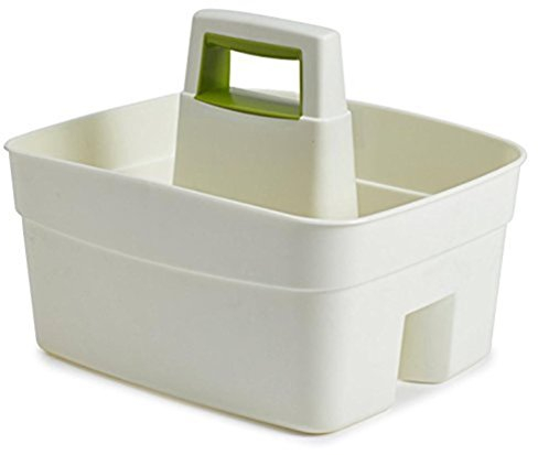 Whitefurze Kitchen Caddy with Leaf Green Insert, Plastic, Cream