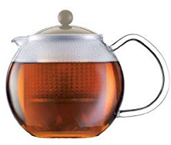 Bodum Teebereiter Assam - Borosilikatglas mit Kunststoffdeckel und Kunststoffsieb - Farbe Sand - 0,50 L - A1823-XYB-Y16-6